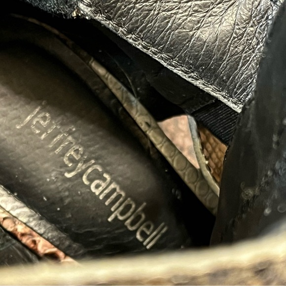 Jeffrey Campbell Cacares Snakeskin Ankle Boots 3 Buckles Moto Chunk Heel SZ 6.5 - Picture 8 of 15